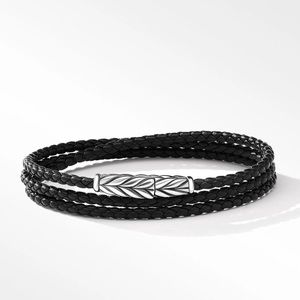 david yurman chevron triple wrap black leather bracelet